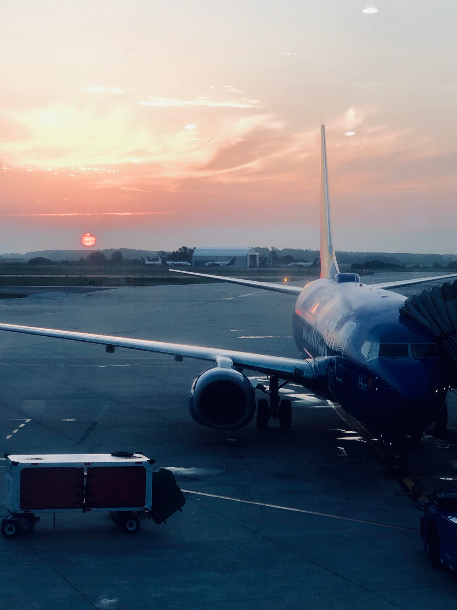 Early morning sunrise at the airport.